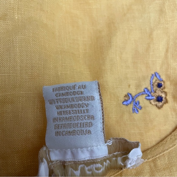 Cynthia Rowley Yellow 100% Linen Floral Print Top Size Large - Picture 9 of 9